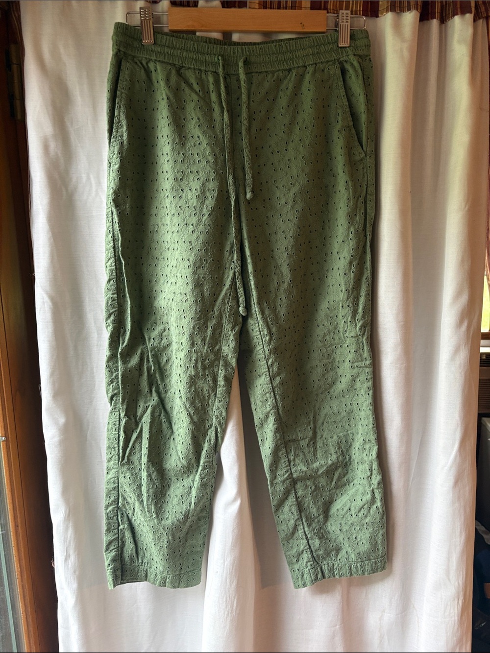 J. Crew Olive Green Eyelet Drawstring Pants